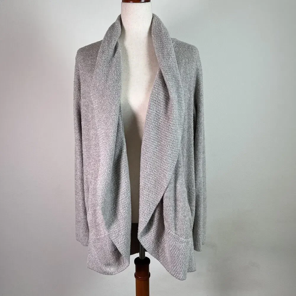 Barefoot Dreams CozyChic Lite Cardigan L/XL Grey Comfort Loungewear Pajama‎